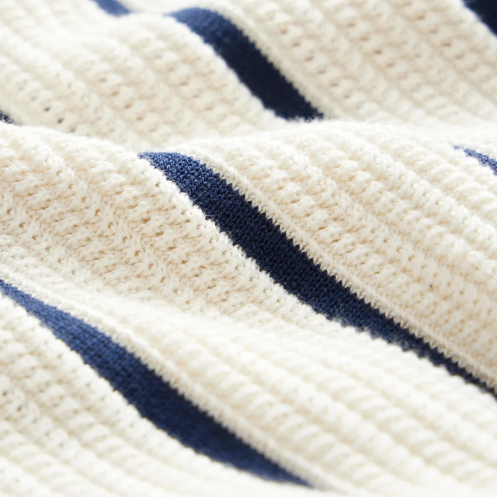 Freja Andersen | Herre stilren afslappet stribet strik poloshirt