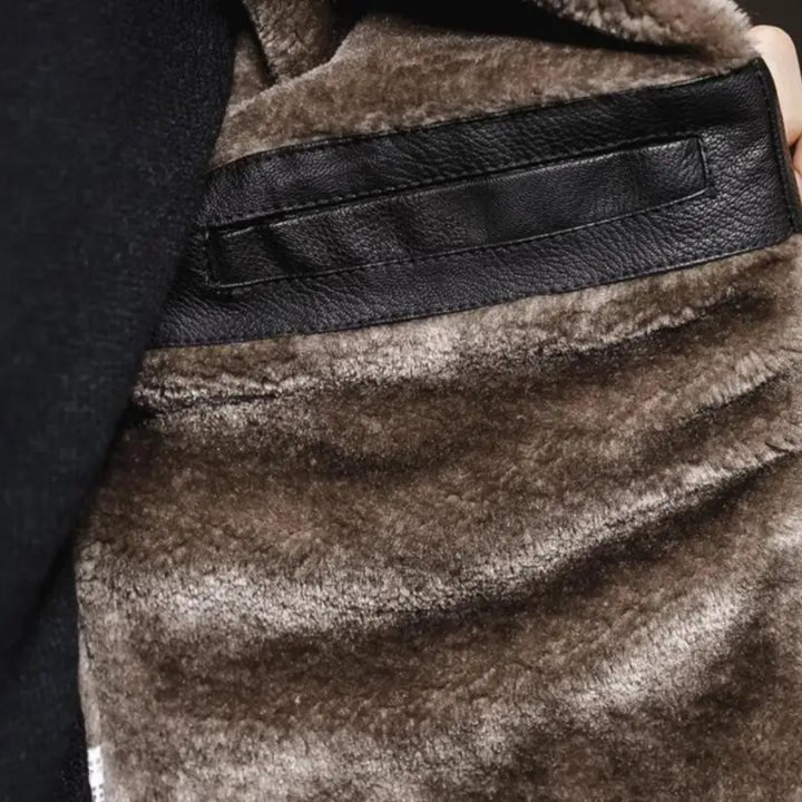 Freja Andersen | Herre vinter fleeceforet læder Shearling jakke