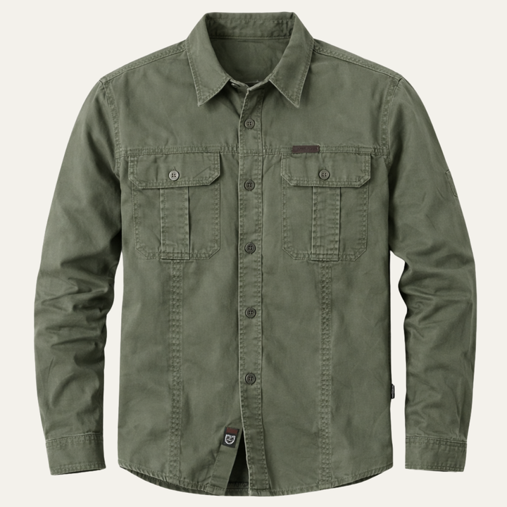 Ashton Ridge herre ensfarvet Multi Pocket bomuld Cargo skjorte