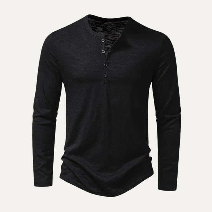 Freja Andersen | Herre afslappet knap Neck Henley bomuld T-skjorte