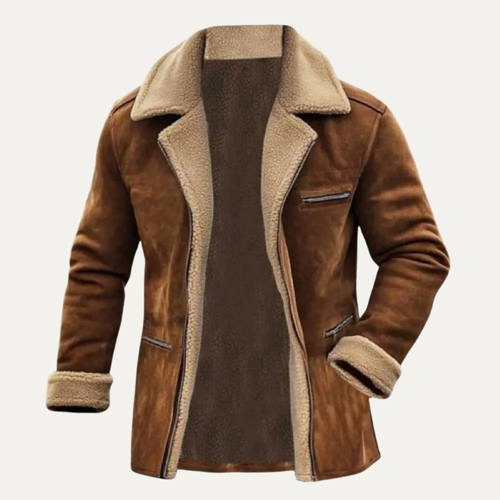 Freja Andersen | Herre vintage Faux ruskind Shearling Fleece jakke