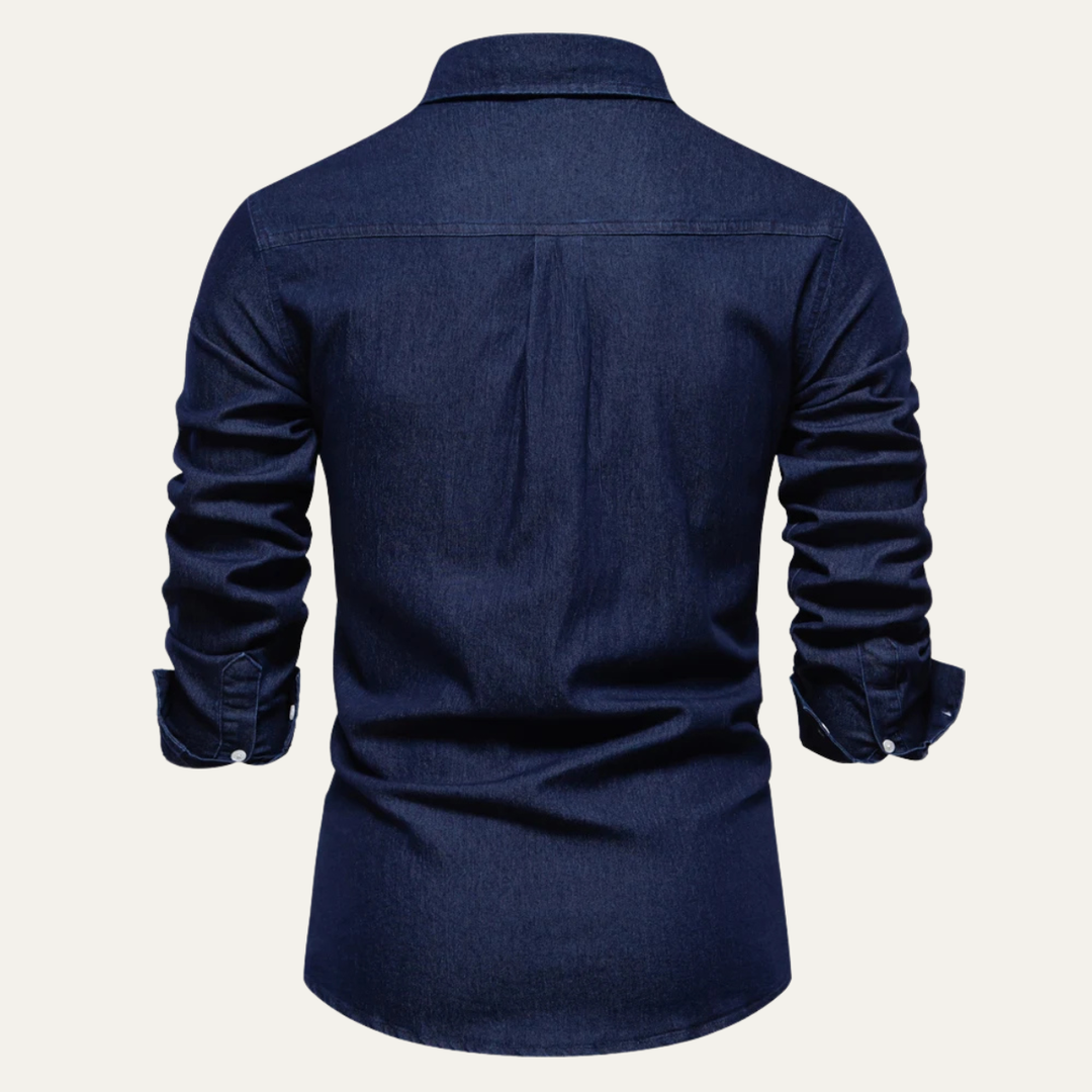 Crestfall Ridge herre slim fit denim skjorte med Double Pockets
