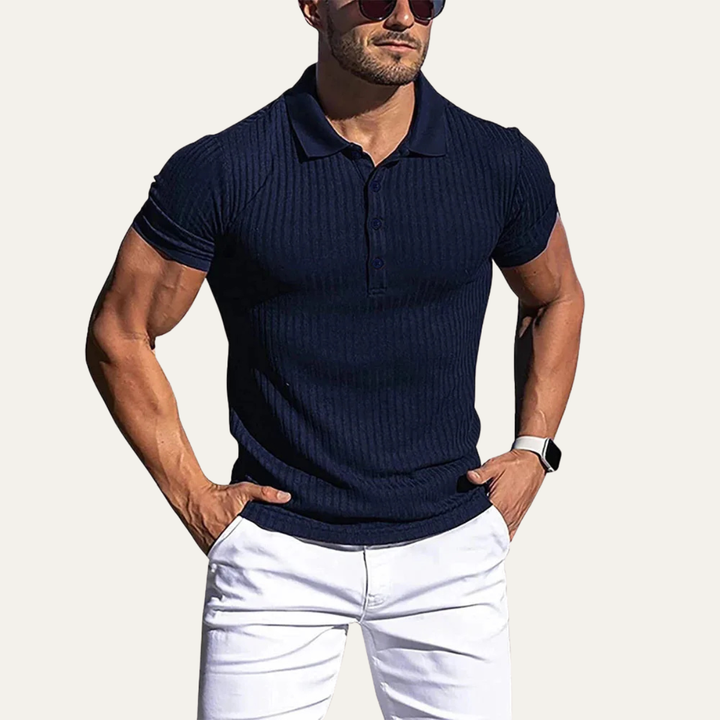Freja Andersen | Herre stretch Ribbed afslappet poloshirt