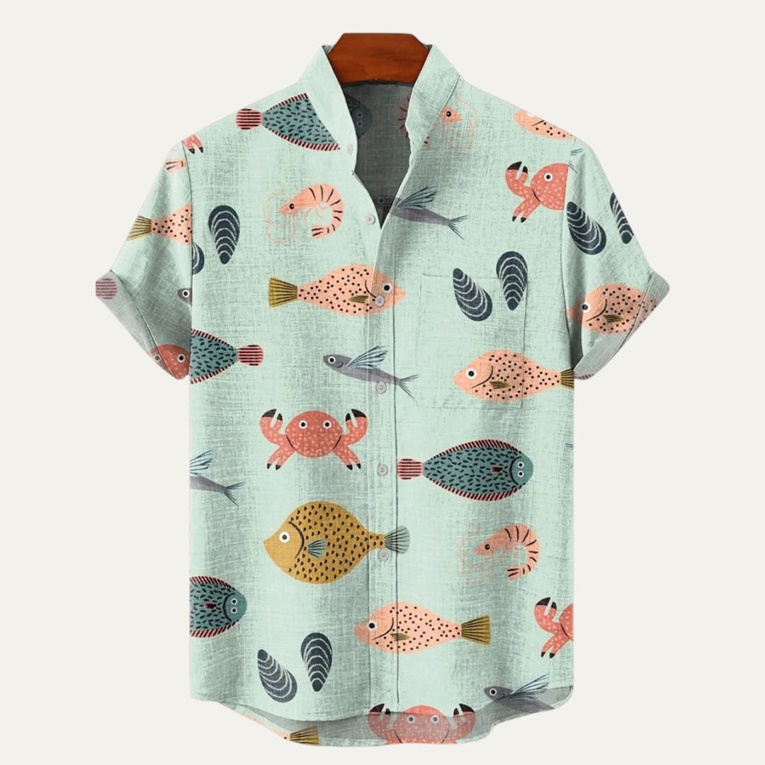 Fairbrook Lane herre Retro hør Hawaiian Beach skjorte