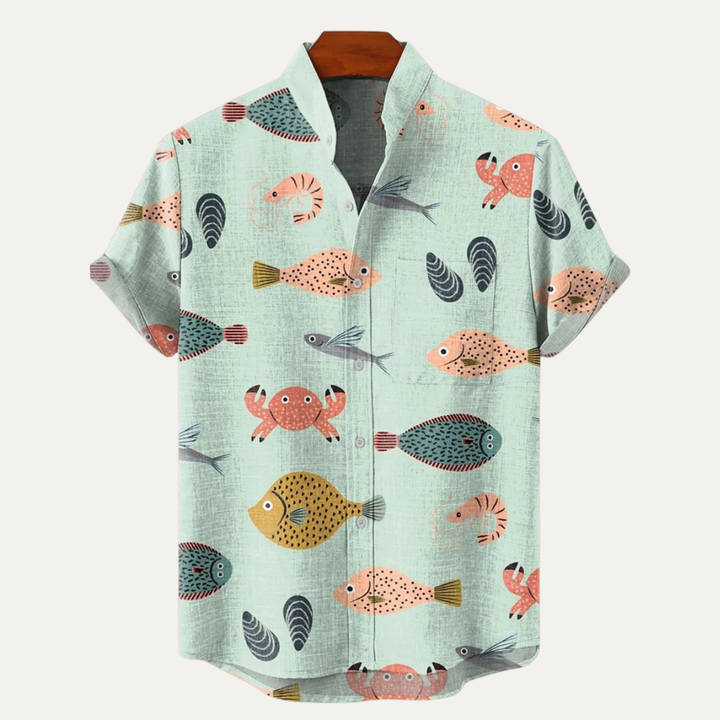 Fairbrook Lane herre Retro hør Hawaiian Beach skjorte
