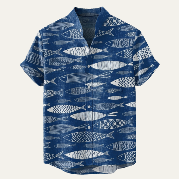 Fairbrook Lane herre Retro hør Hawaiian Beach skjorte