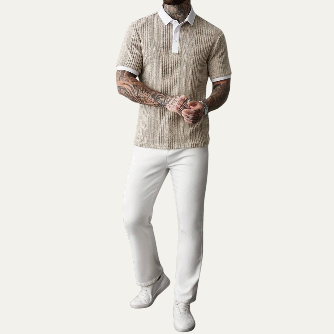 Glenfall Ridge herre ribstrikket afslappet poloshirt