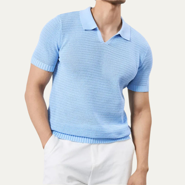 Como Centro herre luksus strikket V-hals åndbar poloshirt