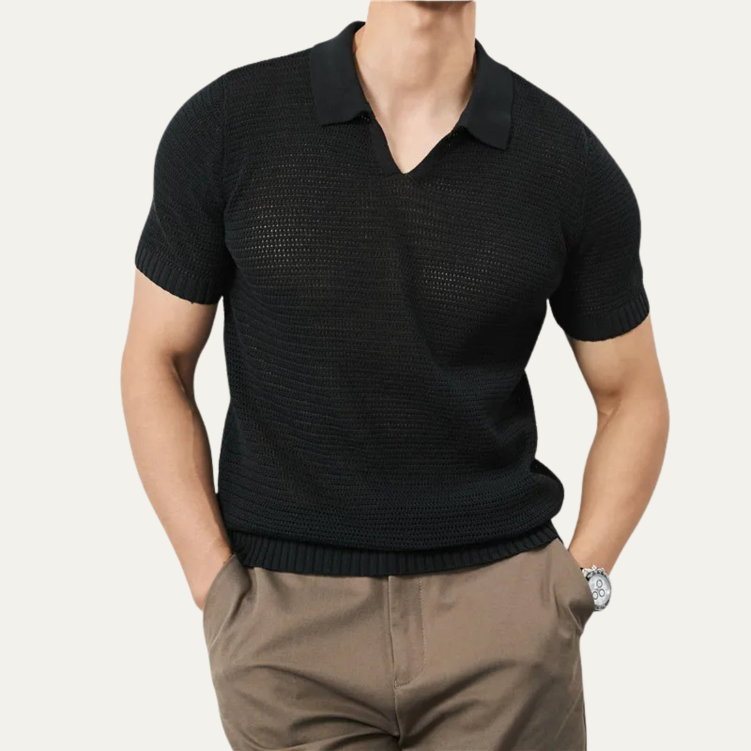 Como Centro herre luksus strikket V-hals åndbar poloshirt