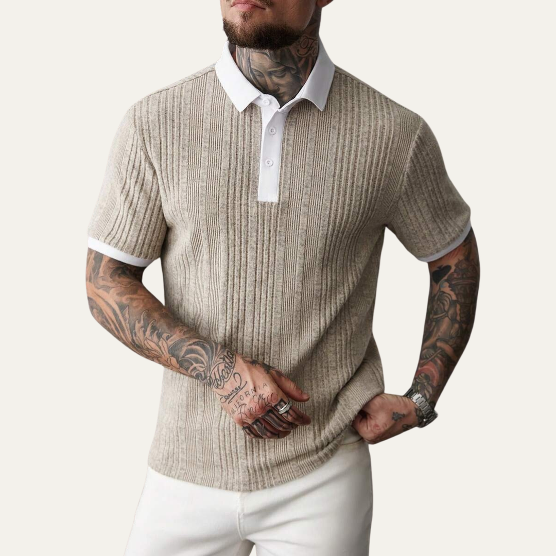 Glenfall Ridge herre ribstrikket afslappet poloshirt