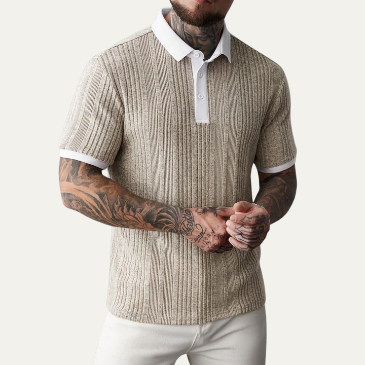 Glenfall Ridge herre ribstrikket afslappet poloshirt