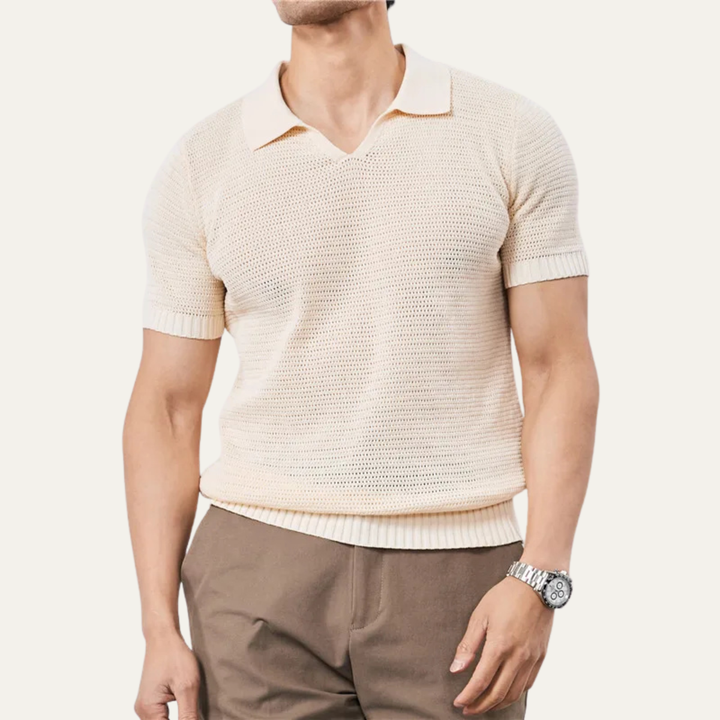 Como Centro herre luksus strikket V-hals åndbar poloshirt