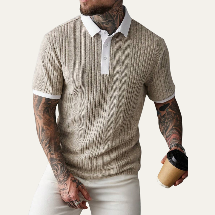 Glenfall Ridge herre ribstrikket afslappet poloshirt