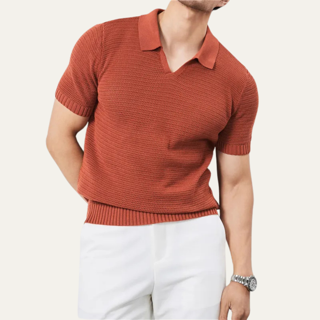 Como Centro herre luksus strikket V-hals åndbar poloshirt