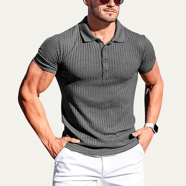 Freja Andersen | Herre stretch Ribbed afslappet poloshirt