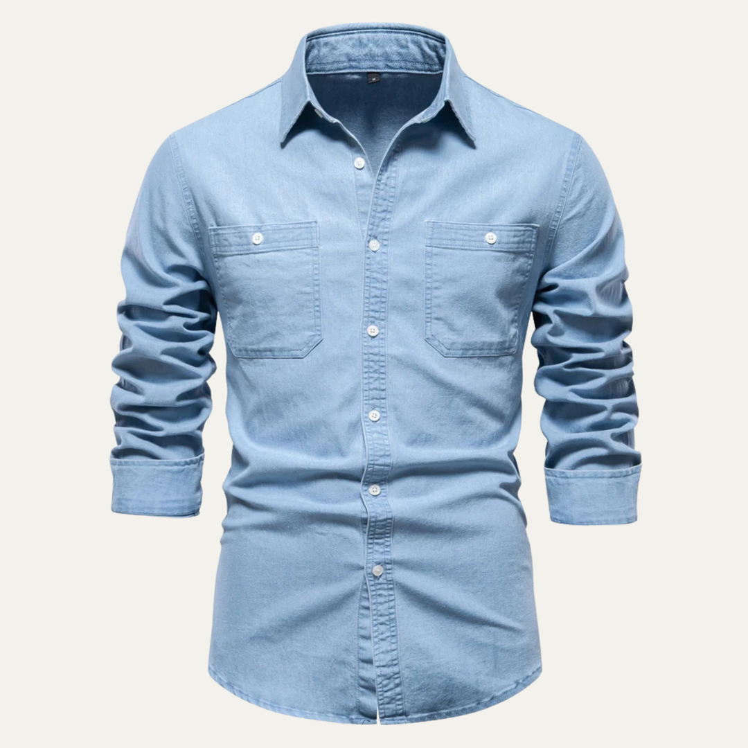 Crestfall Ridge herre slim fit denim skjorte med Double Pockets