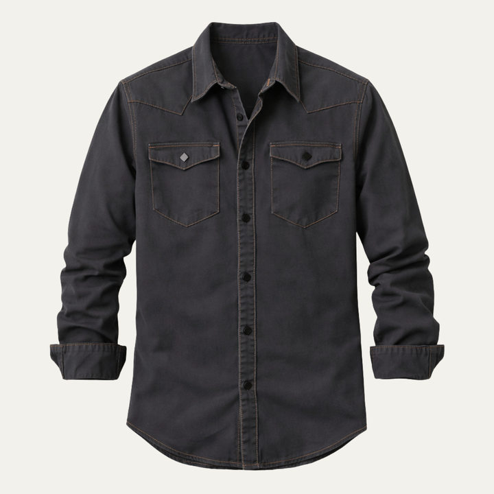 Glenwood Court herre vintage mørkegrå denim skjorte