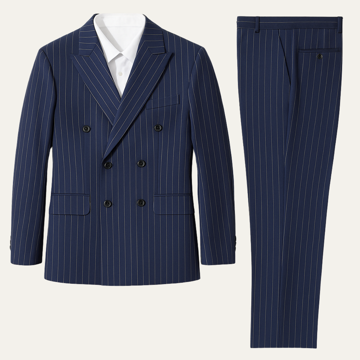 Freja Andersen | Herre klassisk Pinstripe jakkesæt - Elegant dobbeltknappet 2 Piece