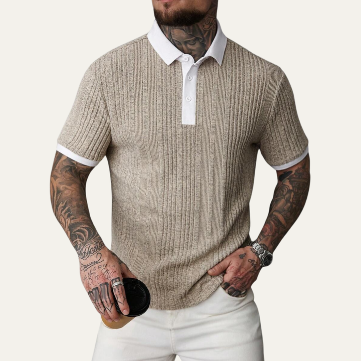 Glenfall Ridge herre ribstrikket afslappet poloshirt