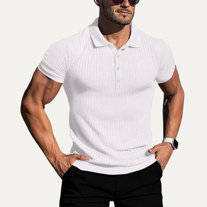 Freja Andersen | Herre stretch Ribbed afslappet poloshirt