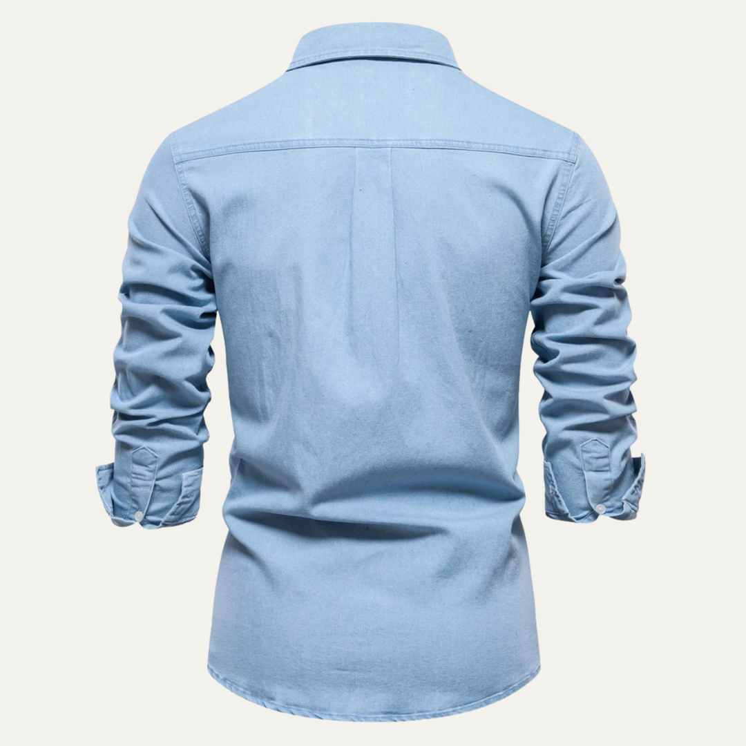 Crestfall Ridge herre slim fit denim skjorte med Double Pockets