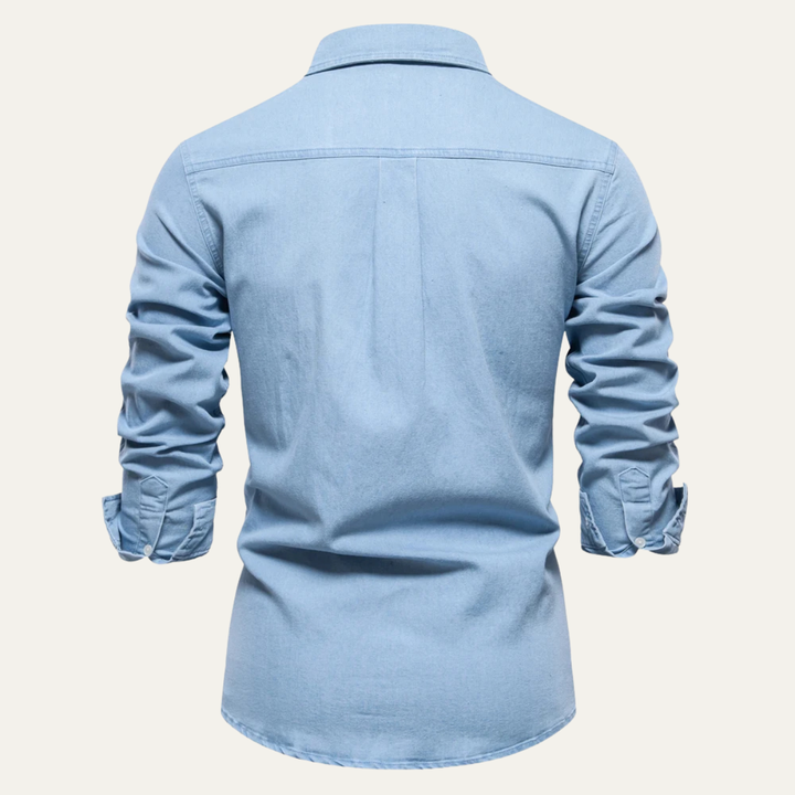 Crestfall Ridge herre slim fit denim skjorte med Double Pockets