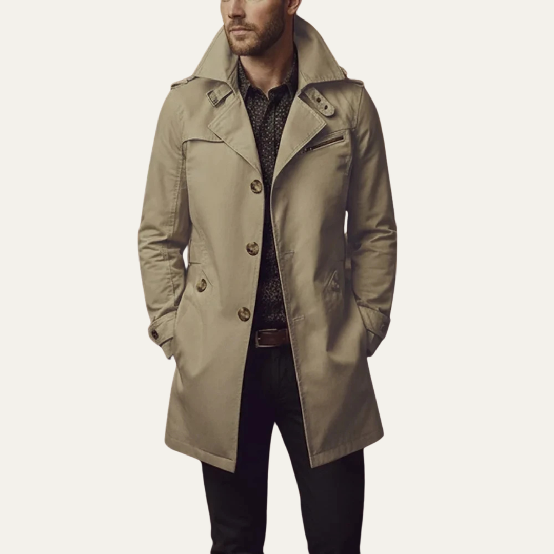 Freja Andersen | Herre Slim Notched krave enkeltknappet trenchcoat