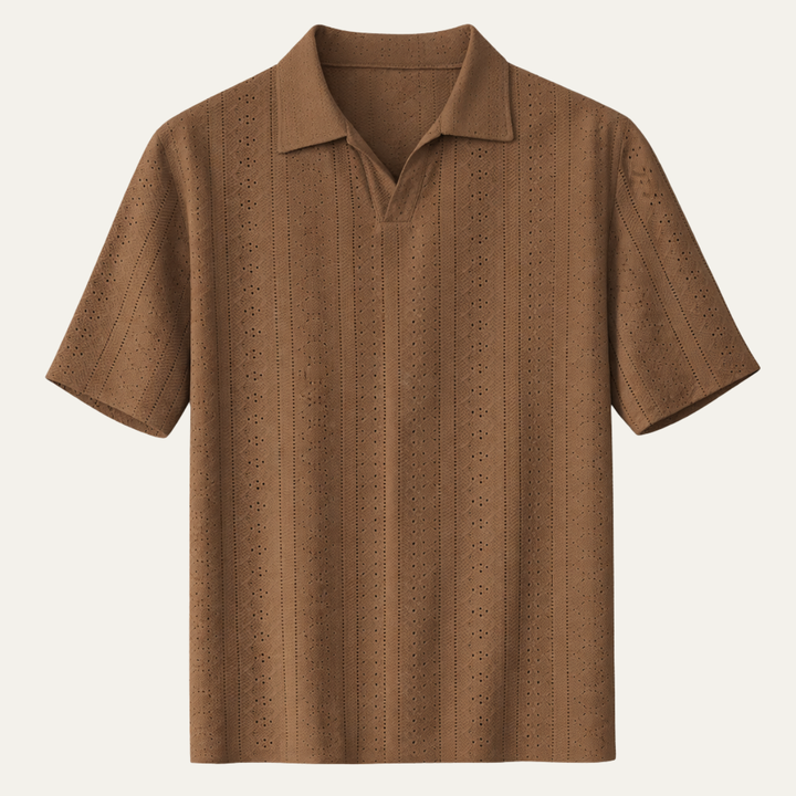 Freja Andersen | Herre tekstureret strik poloshirt