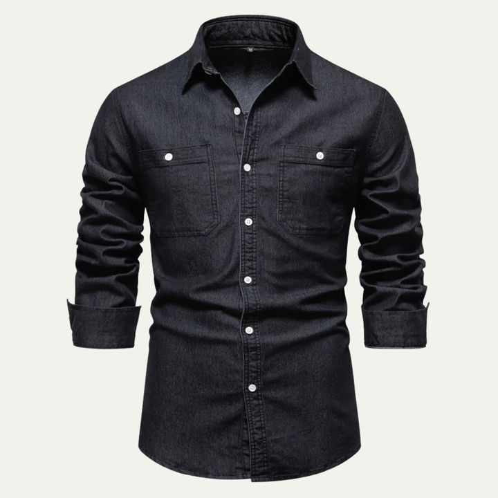 Crestfall Ridge herre slim fit denim skjorte med Double Pockets