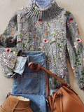 Maurine | Vintage blomstret striktrøje