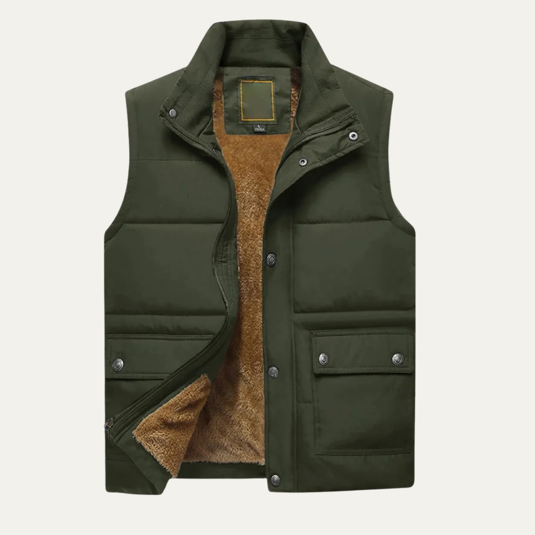 Freja Andersen | Herre vinter puffer Gilet - varm fleeceforet Vest med lommer