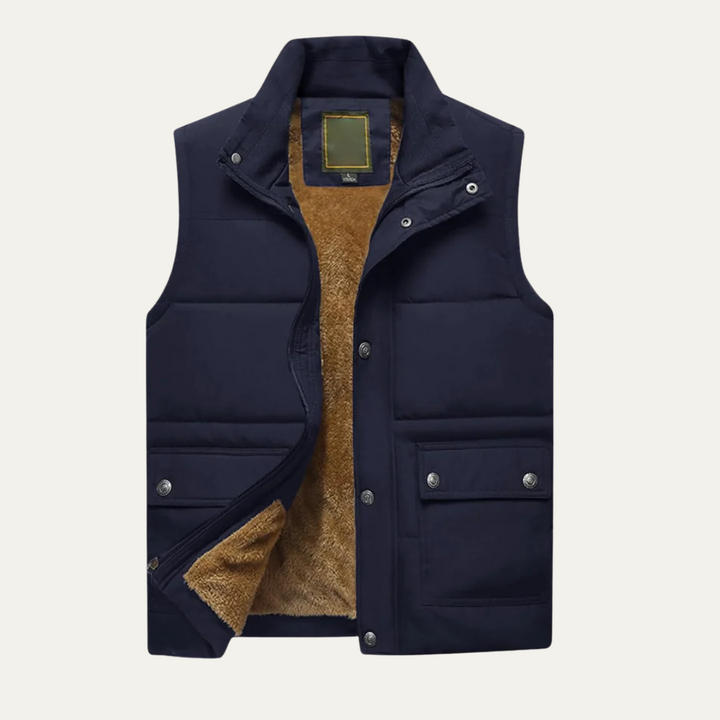 Freja Andersen | Herre vinter puffer Gilet - varm fleeceforet Vest med lommer