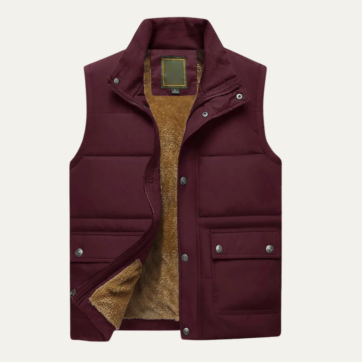 Freja Andersen | Herre vinter puffer Gilet - varm fleeceforet Vest med lommer