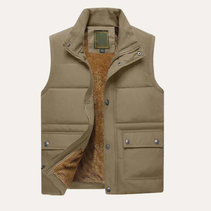 Freja Andersen | Herre vinter puffer Gilet - varm fleeceforet Vest med lommer