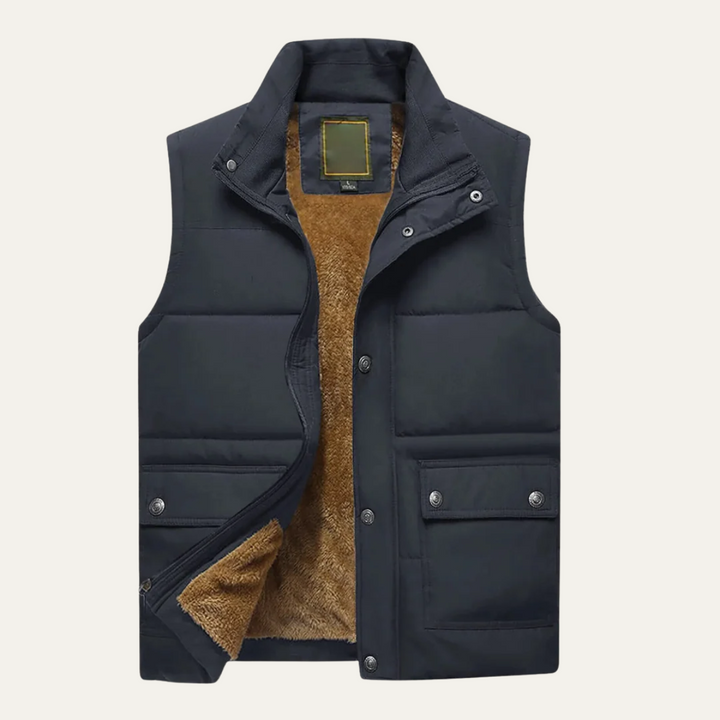 Freja Andersen | Herre vinter puffer Gilet - varm fleeceforet Vest med lommer