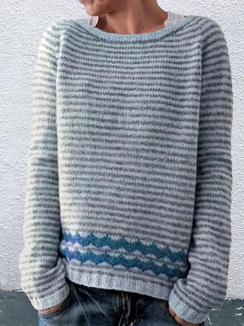 Afslappet sweater til kvinder med subtile striber — 2