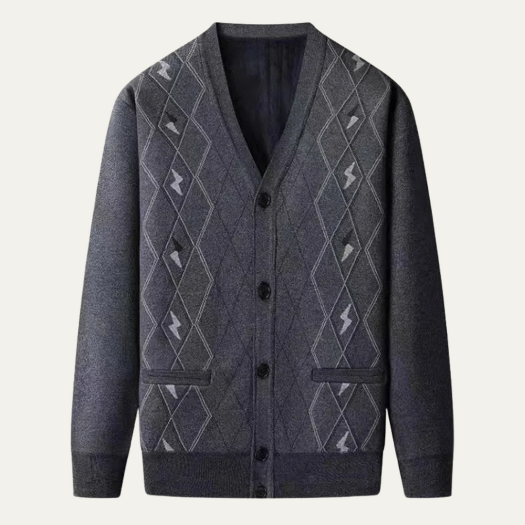 Barra | Herre V-hals strik cardigan med lommer
