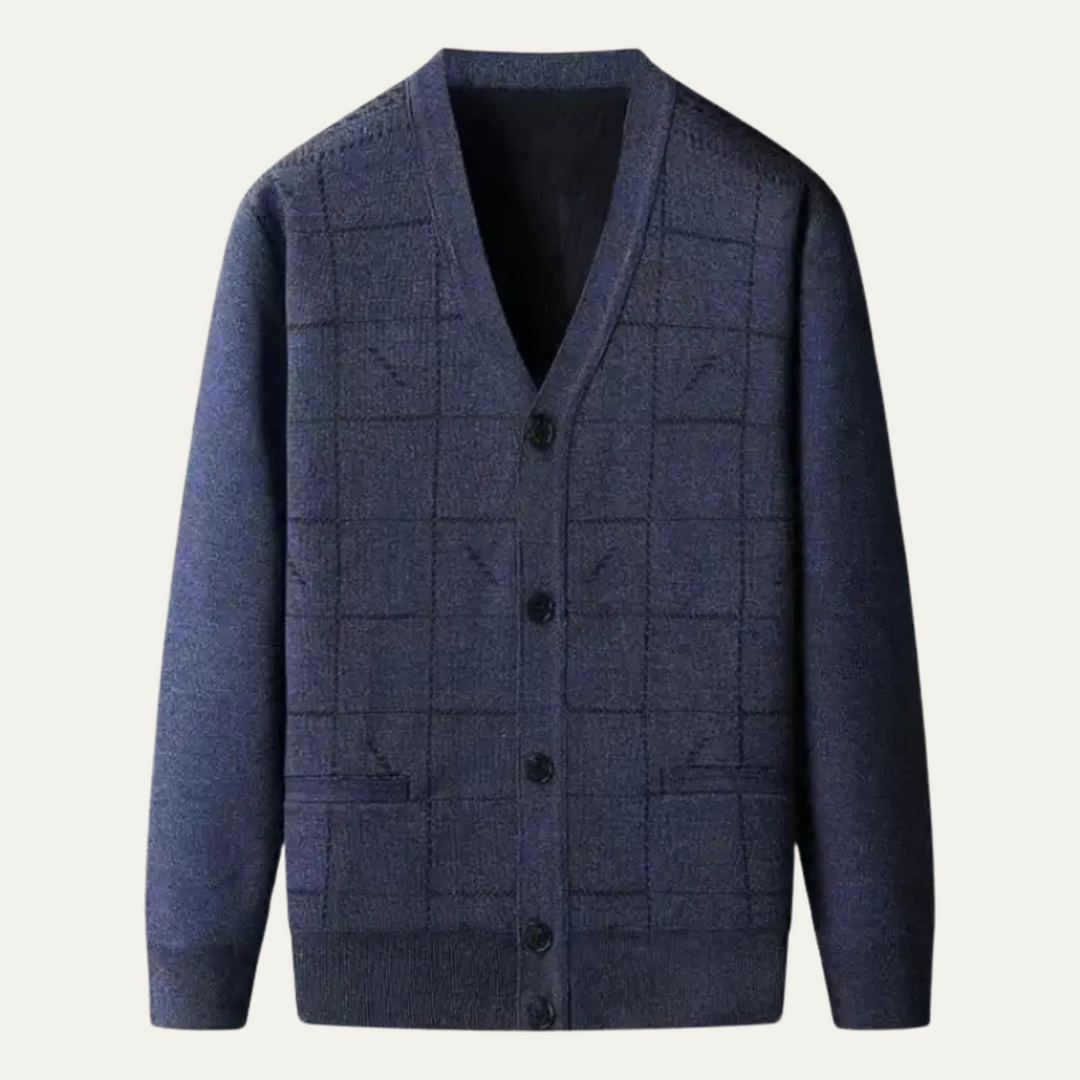 Barra | Herre V-hals strik cardigan med lommer