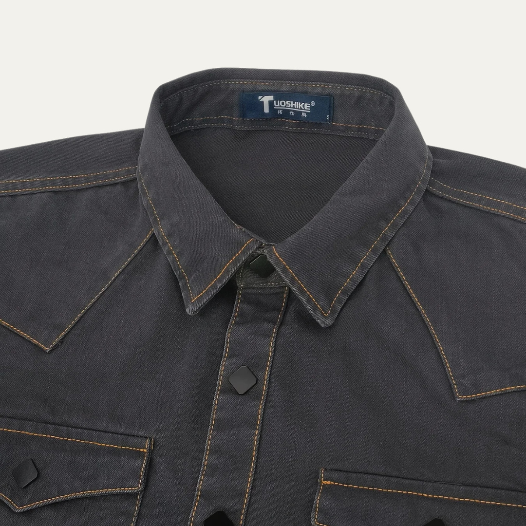 Glenwood Court herre vintage mørkegrå denim skjorte