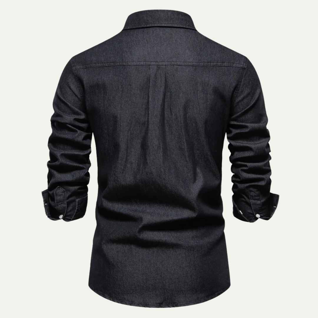 Crestfall Ridge herre slim fit denim skjorte med Double Pockets