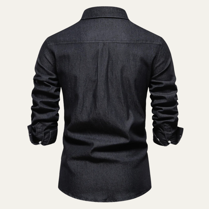 Crestfall Ridge herre slim fit denim skjorte med Double Pockets