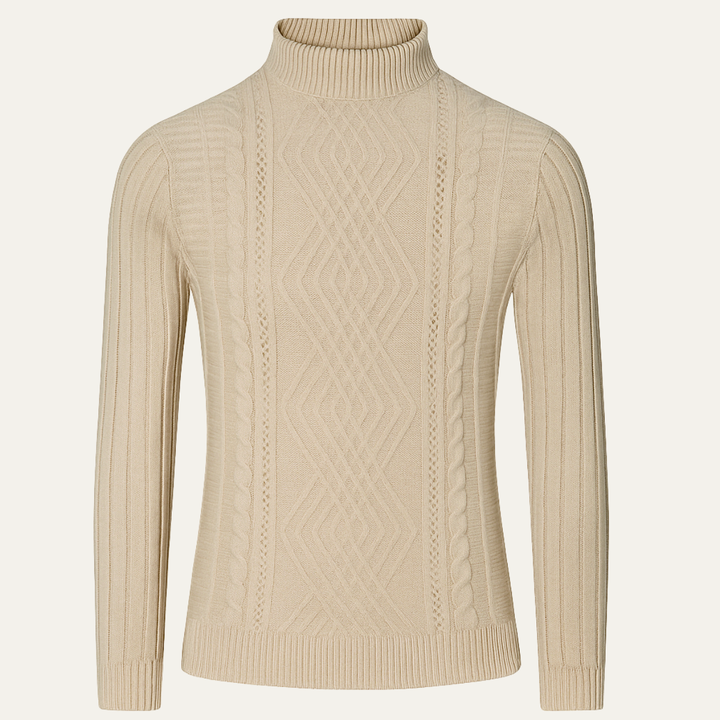 Freja Andersen | Herre Mock Neck strik trøje - slim fit Ribbed trøje