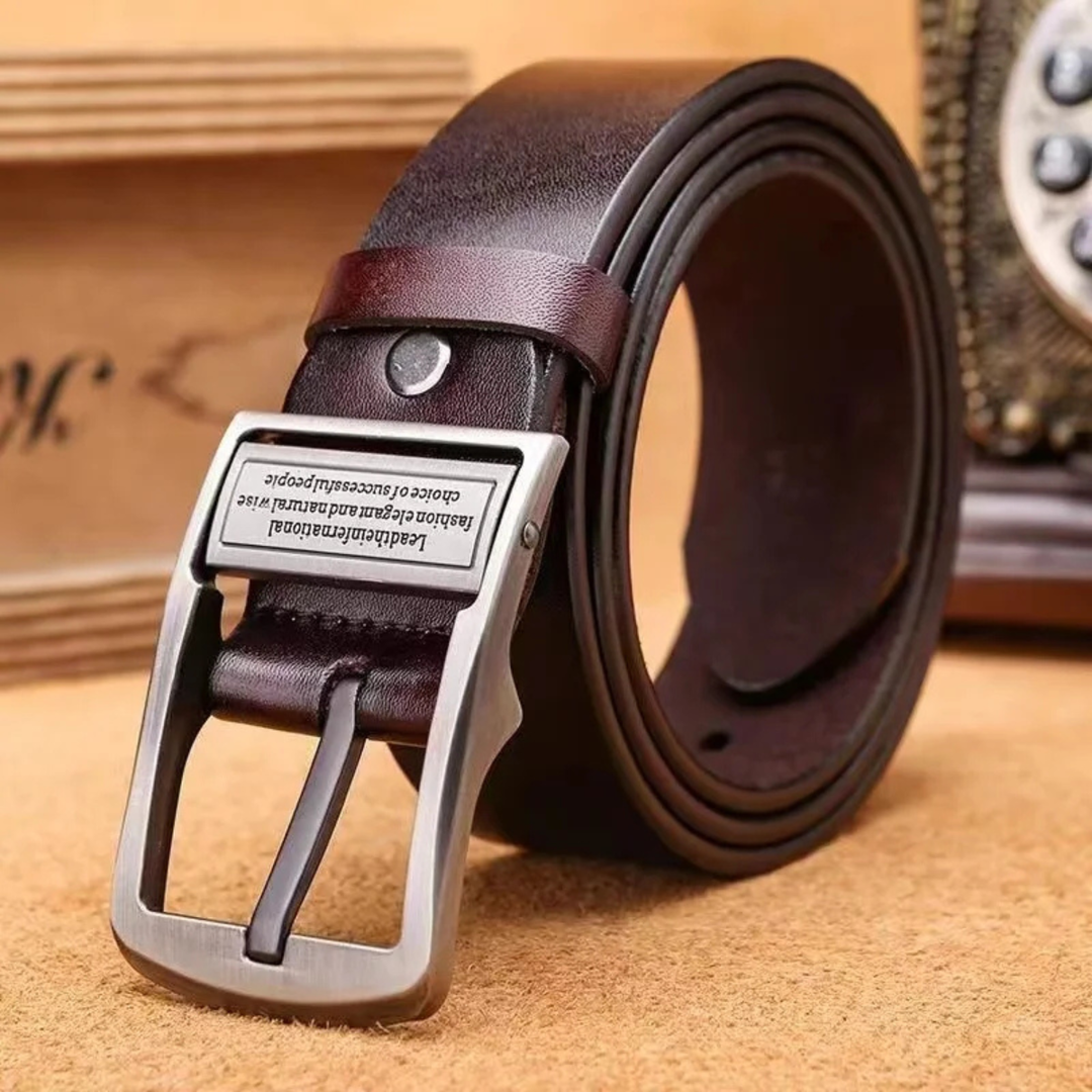 Freja Andersen | Herre klassisk Metal Buckle læder Cowhide bælte