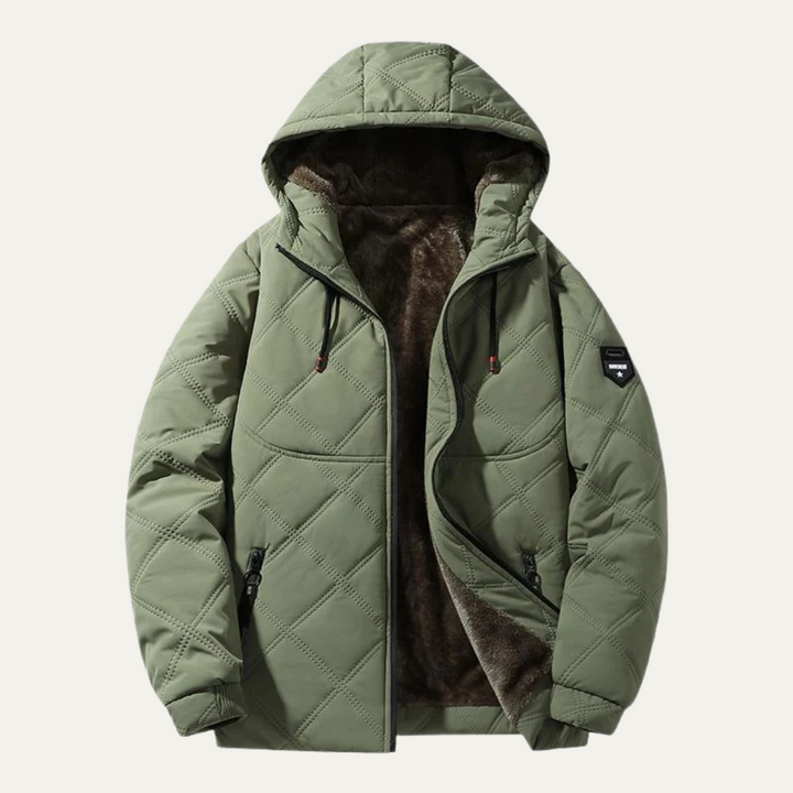 Freja Andersen | Herre varm vinter quiltet pufferjakke med Fleece Lining