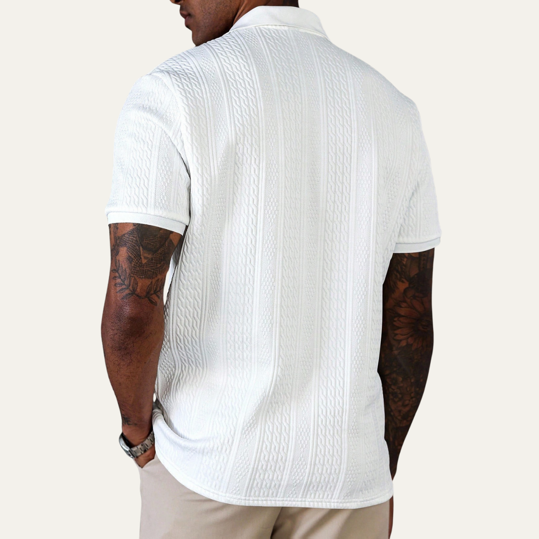 Stonebrook Ridge herre klassisk tekstureret poloshirt - hvid