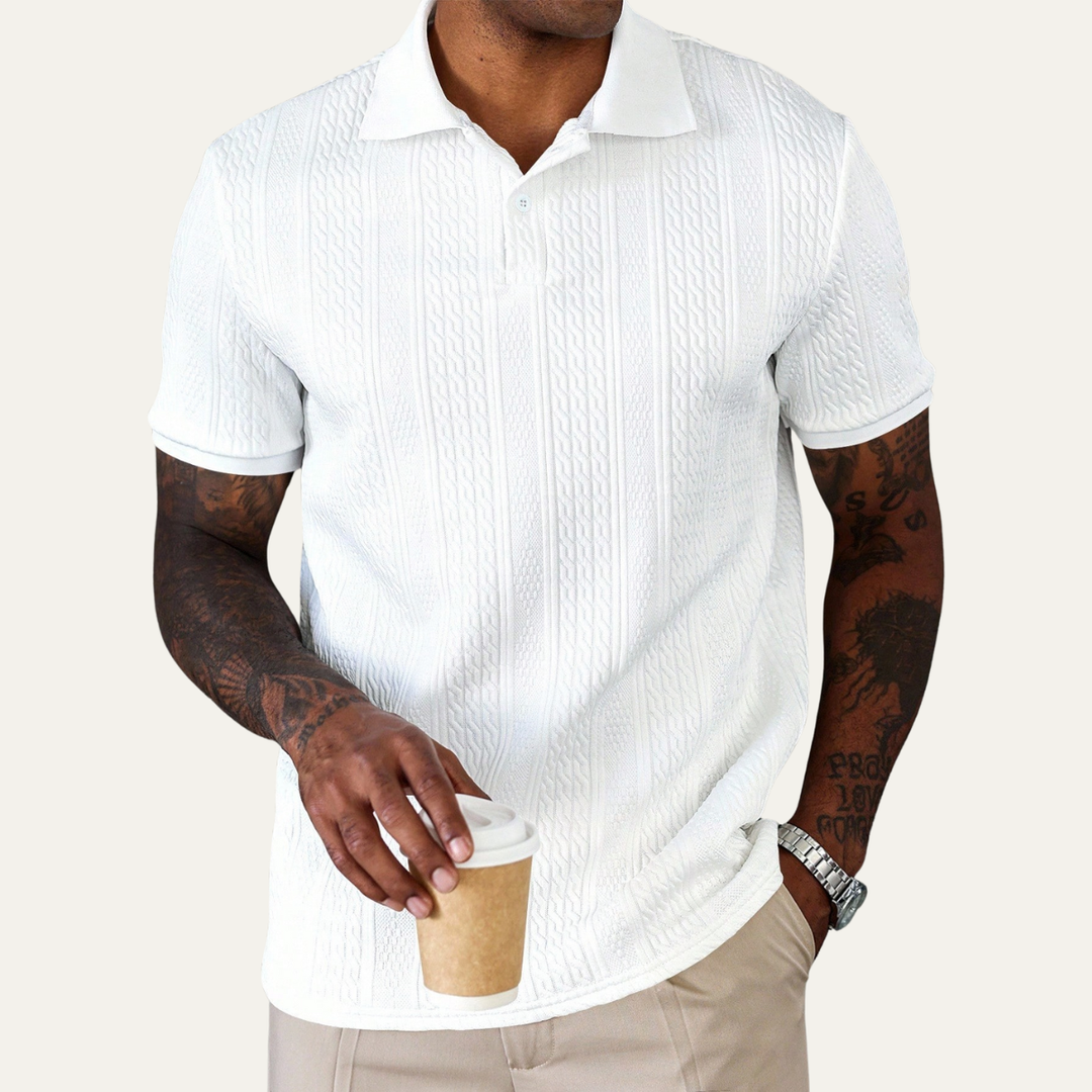 Stonebrook Ridge herre klassisk tekstureret poloshirt - hvid