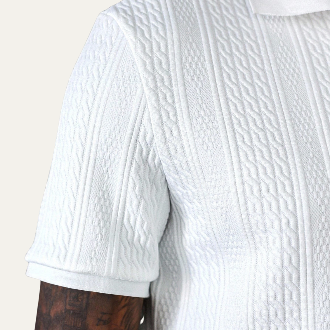 Stonebrook Ridge herre klassisk tekstureret poloshirt - hvid