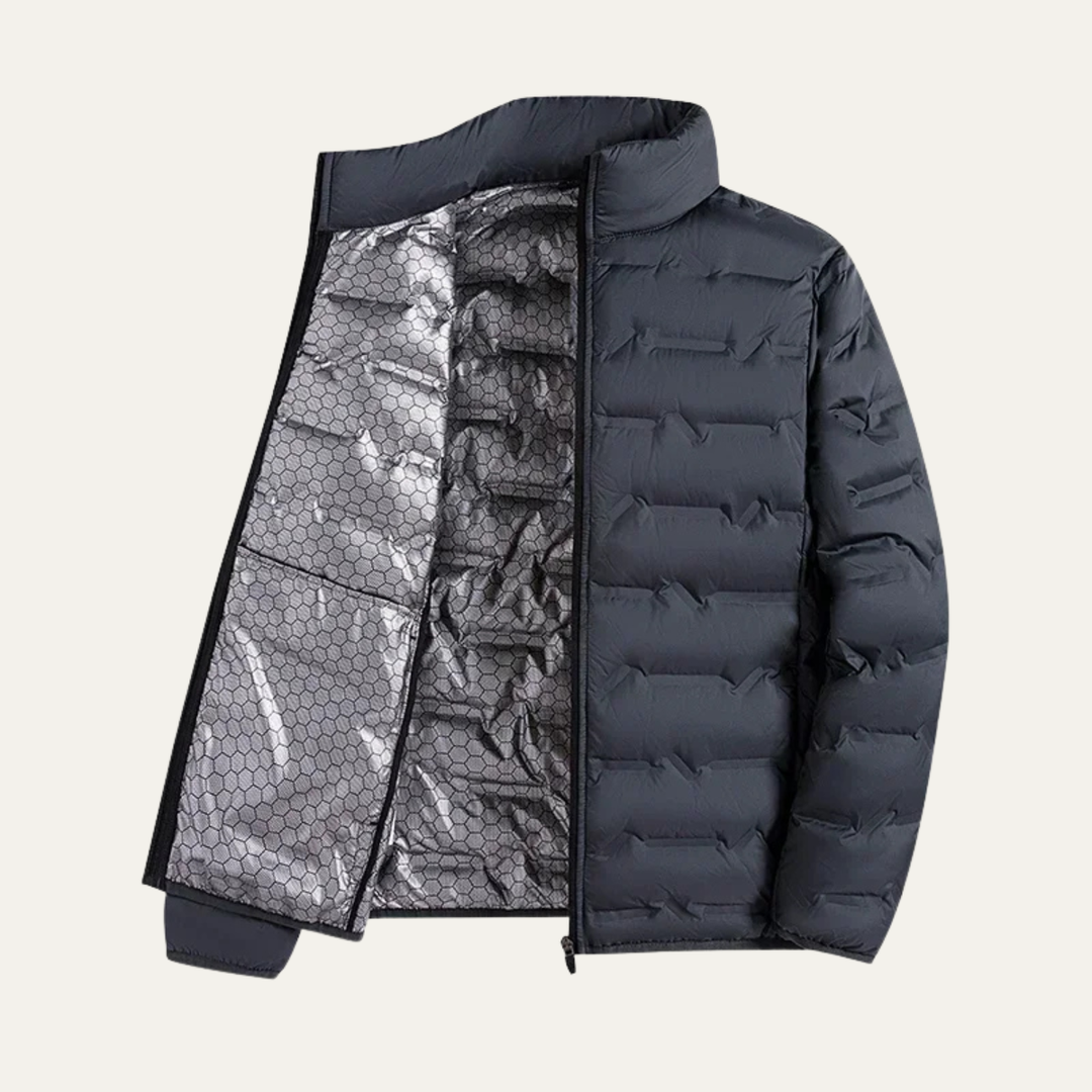 Freja Andersen | Herre Heated Down jakke - vinter Ski jakke med Thermal Lining - grå