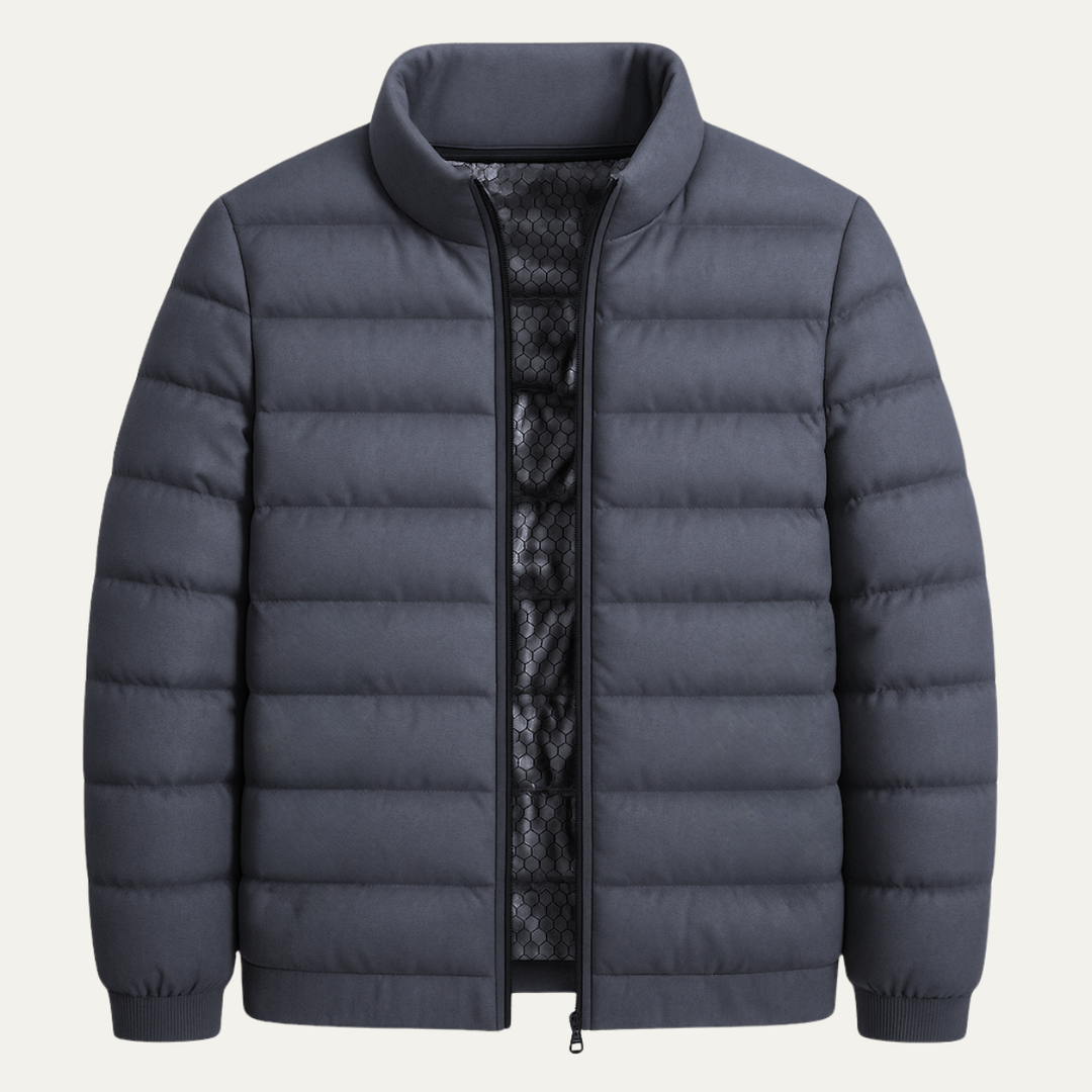 Freja Andersen | Herre Heated Down jakke - vinter Ski jakke med Thermal Lining - grå
