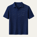 Freja Andersen | Herre Crochet strik kortærmet poloshirt | marineblå